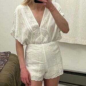 AMUSE SOCIETY WHITE EMBROIDERED ROMPER